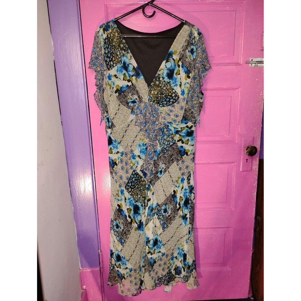 Y2K 2X Whimsigoth Fairy Dress Sheer Flutter Sleeves Floral Hearts Patchwork Boho